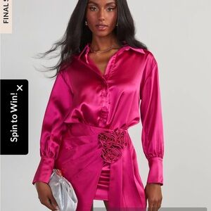 Vibrant Pink Satin bodysuit